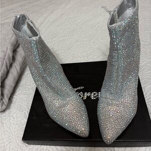 Forever New Glittering Silver Heeled Boots